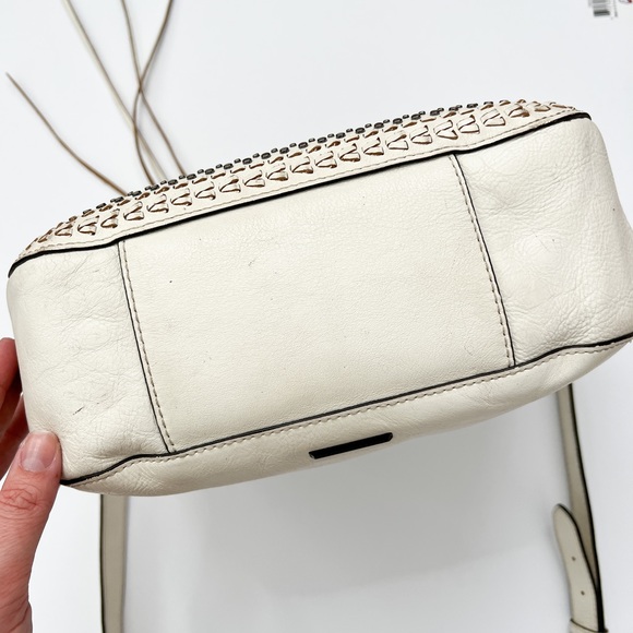 White Rebecca Minkoff Studded Braided Leather Crossbody Bag - Picture 4 of 8